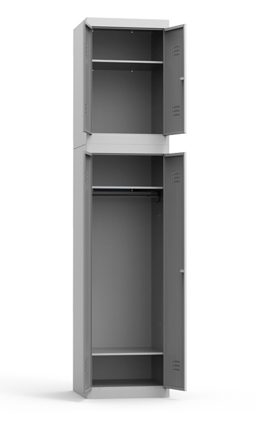 Шкаф металлический гардеробный со скамьей